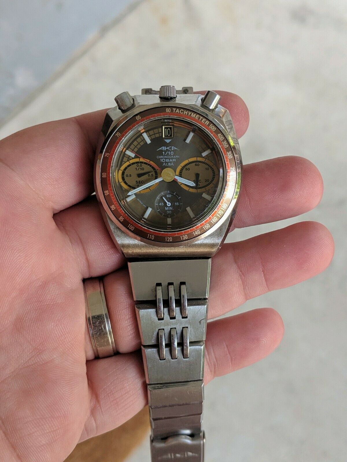 Vintage '97 Alba AKA Seiko 1/10s Retro Bullhead Chronograph Watch