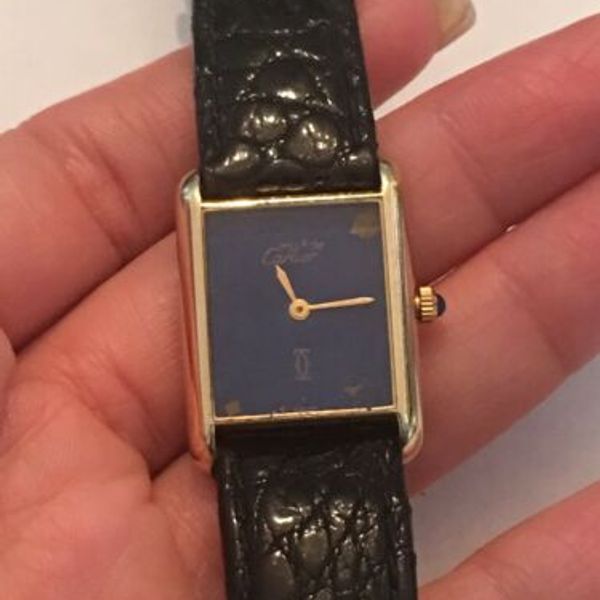 Must De Cartier Tank 18k Gold Electroplated Lapis Lazuli Must De Cartier Tank 18k Gold Electroplated Lapis Lazuli