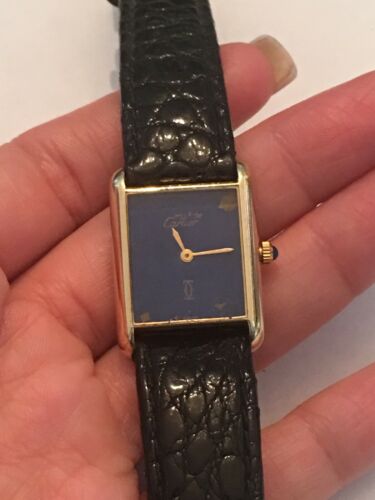 Must De Cartier Tank 18k Gold Electroplated Lapis Lazuli Blue