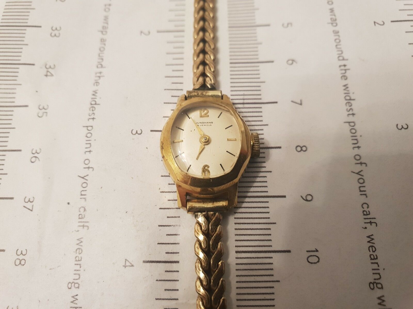Vintage Ladies Junghans 18 Jewels Wind-up Gold Plated Watch 