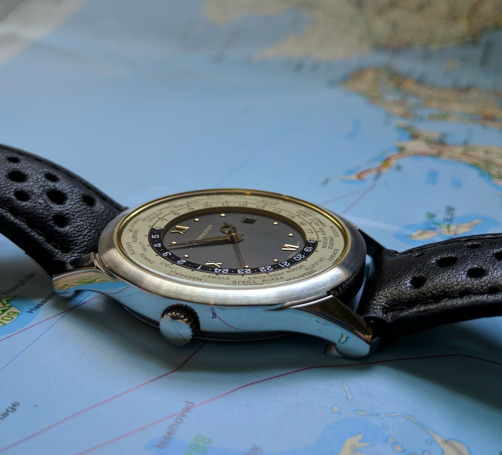 Hamilton 8984 Worldtimer 38mm Swiss Made Vintage Rare World