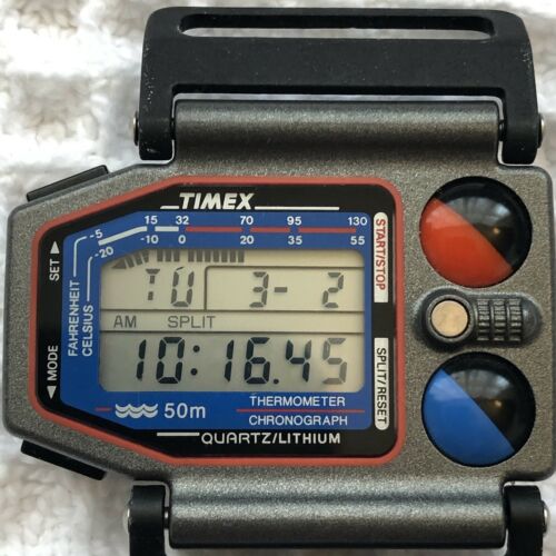 Vintage 1980's Timex Skiathlom Chronograph Temp Ski Watch