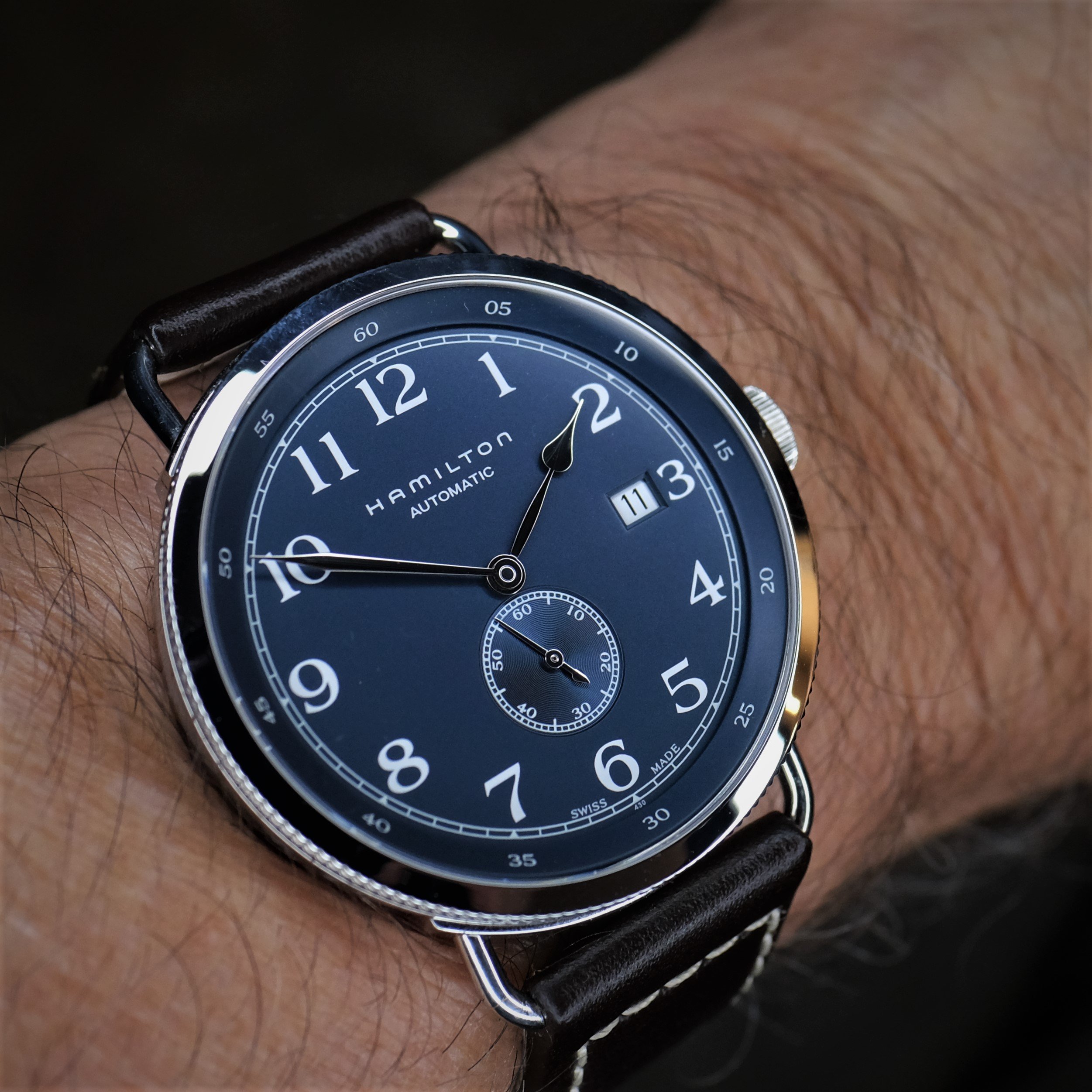 Hamilton navy pioneer blue sale