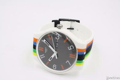 Swatch Originals LIGNE DE FUITE Multi-Color On White Silicone Watch SUOW708  $75 | WatchCharts