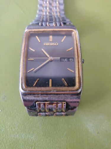 Vintage Seiko Mens 7N33 5A09 Two Tone Stainless Steel Band Watch