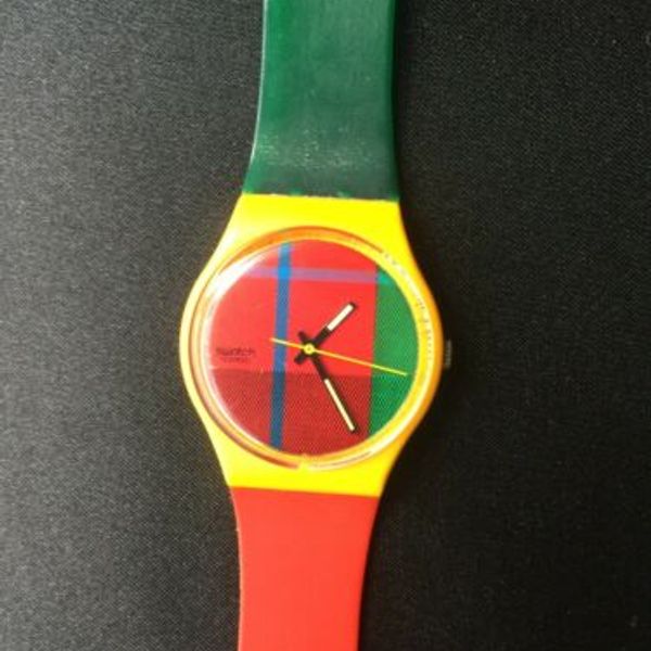 Swatch Red and Yellow Checker Strap Graphic Watch 2007 Swatch GB233 FAST TURN Watch | Swiss Quartz Watch  main image 4
