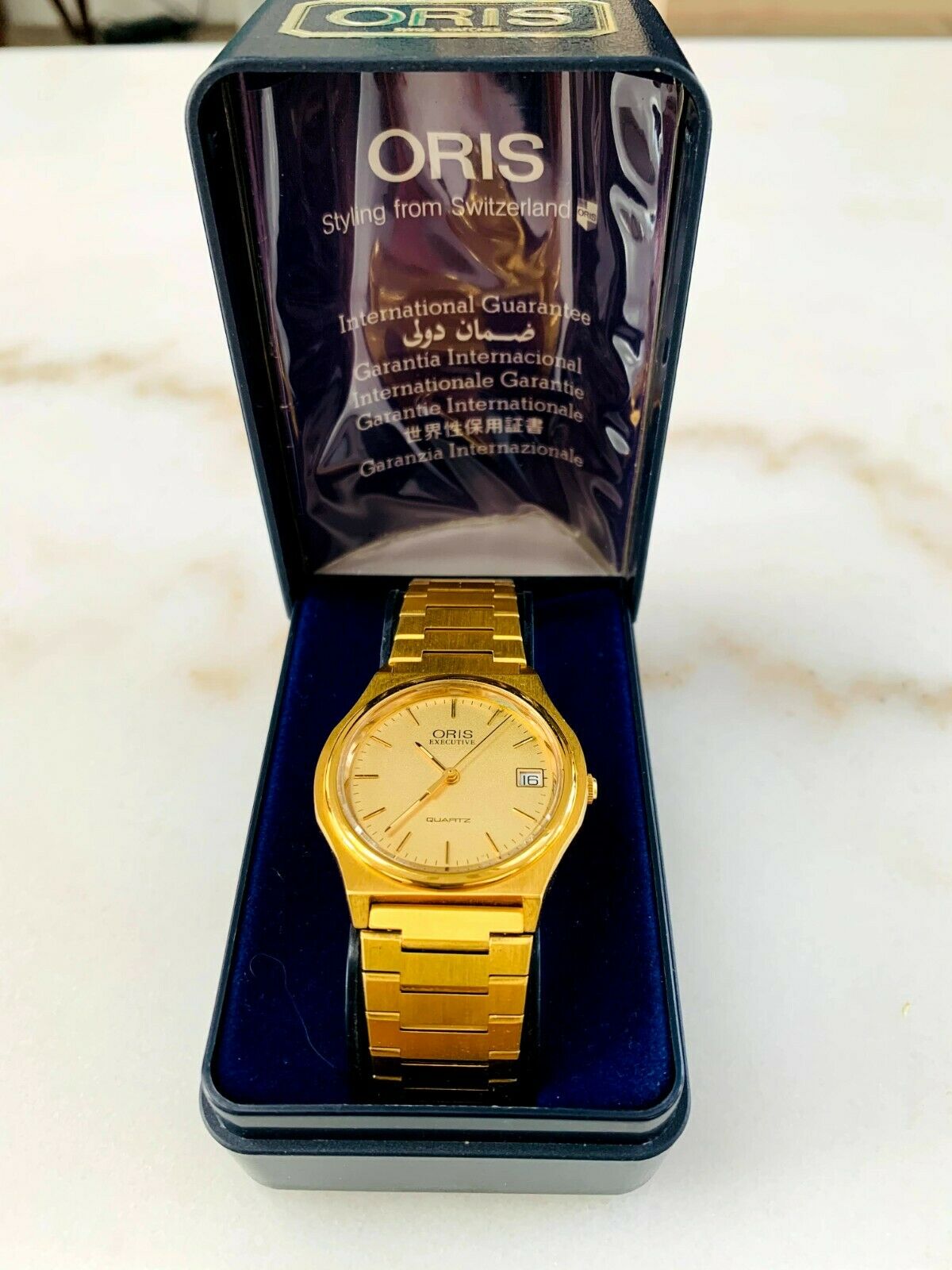 Oris Executive Quartz gold plated watch Never Worn Box and