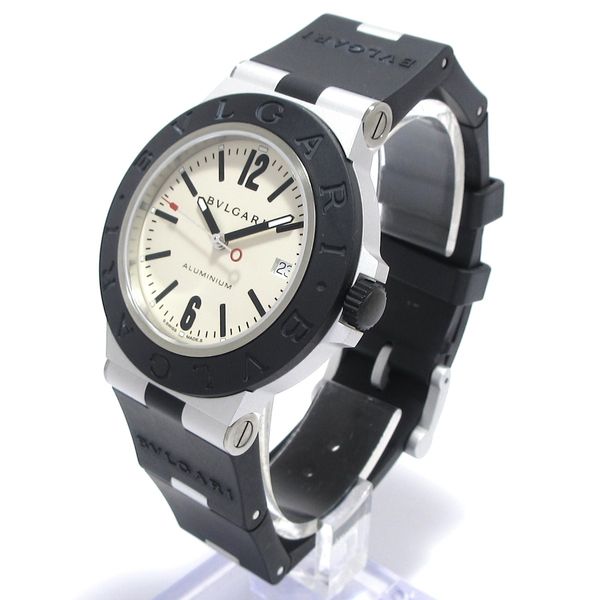 Auth BVLGARI Aluminum BB40AT B****** Black Men's Wrist Watch ...
