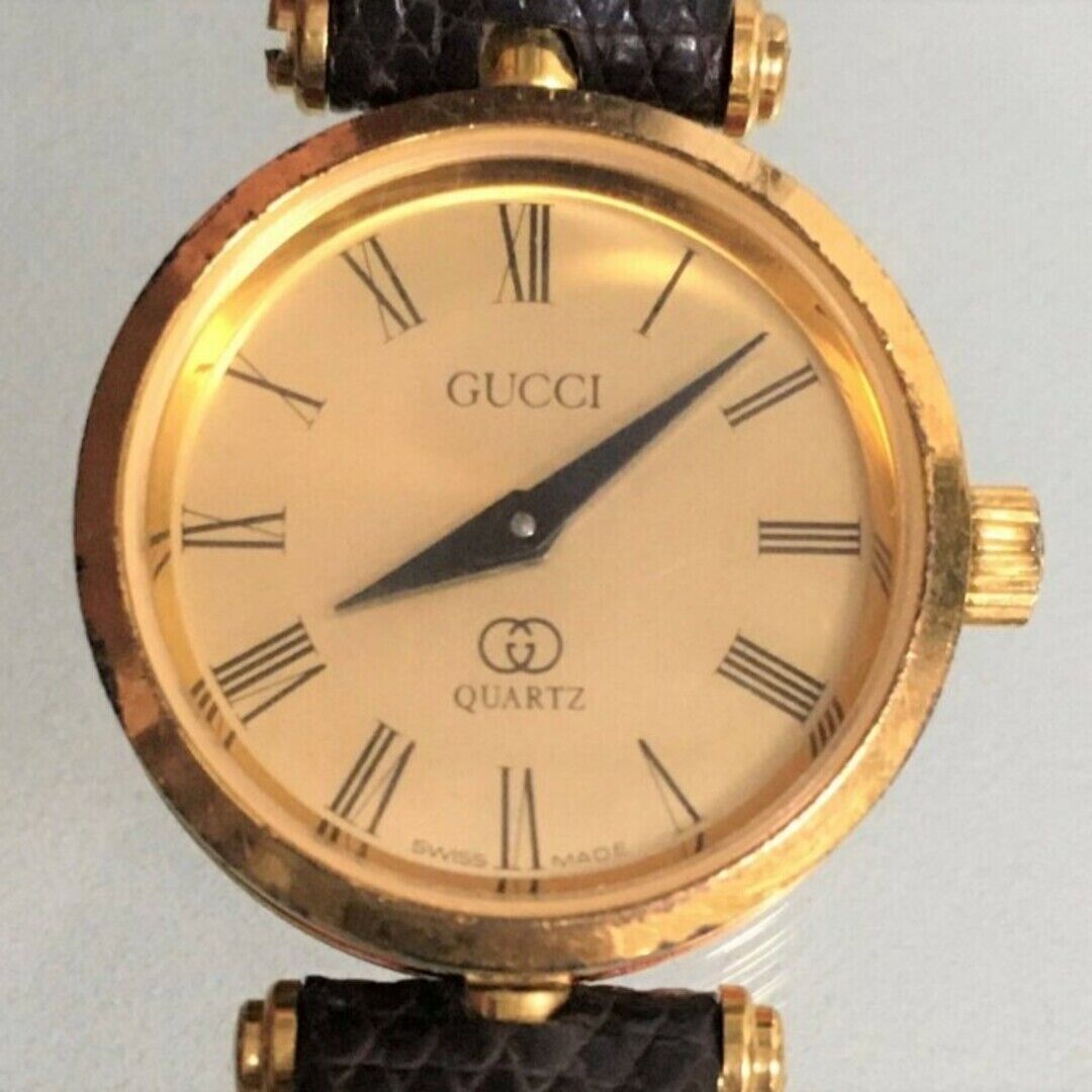 Gucci Sherry Quartz Gold Dial Pendant Watch Pocket SOLD] Rare Gucci 11/12.2 Change Bezel Gold Bangle Watch (5  main image 4