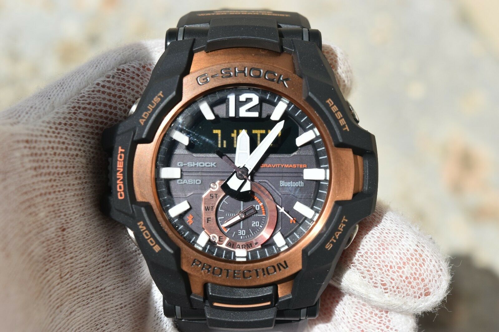 Casio G Shock GRB100 1A4 Gravity Master Copper Tone Black Resin Band Watch WatchCharts Marketplace