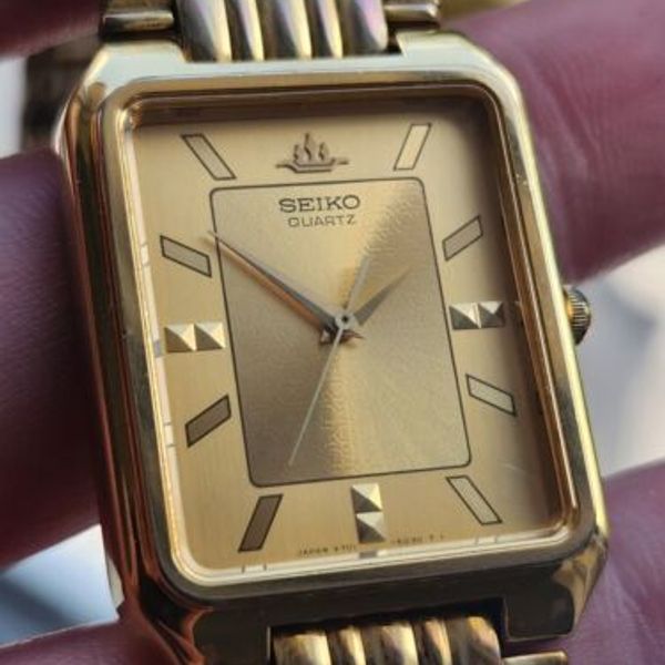 Vintage 1992, GOLD, SEIKO QUARTZ, V701-5J00, Mens Watch