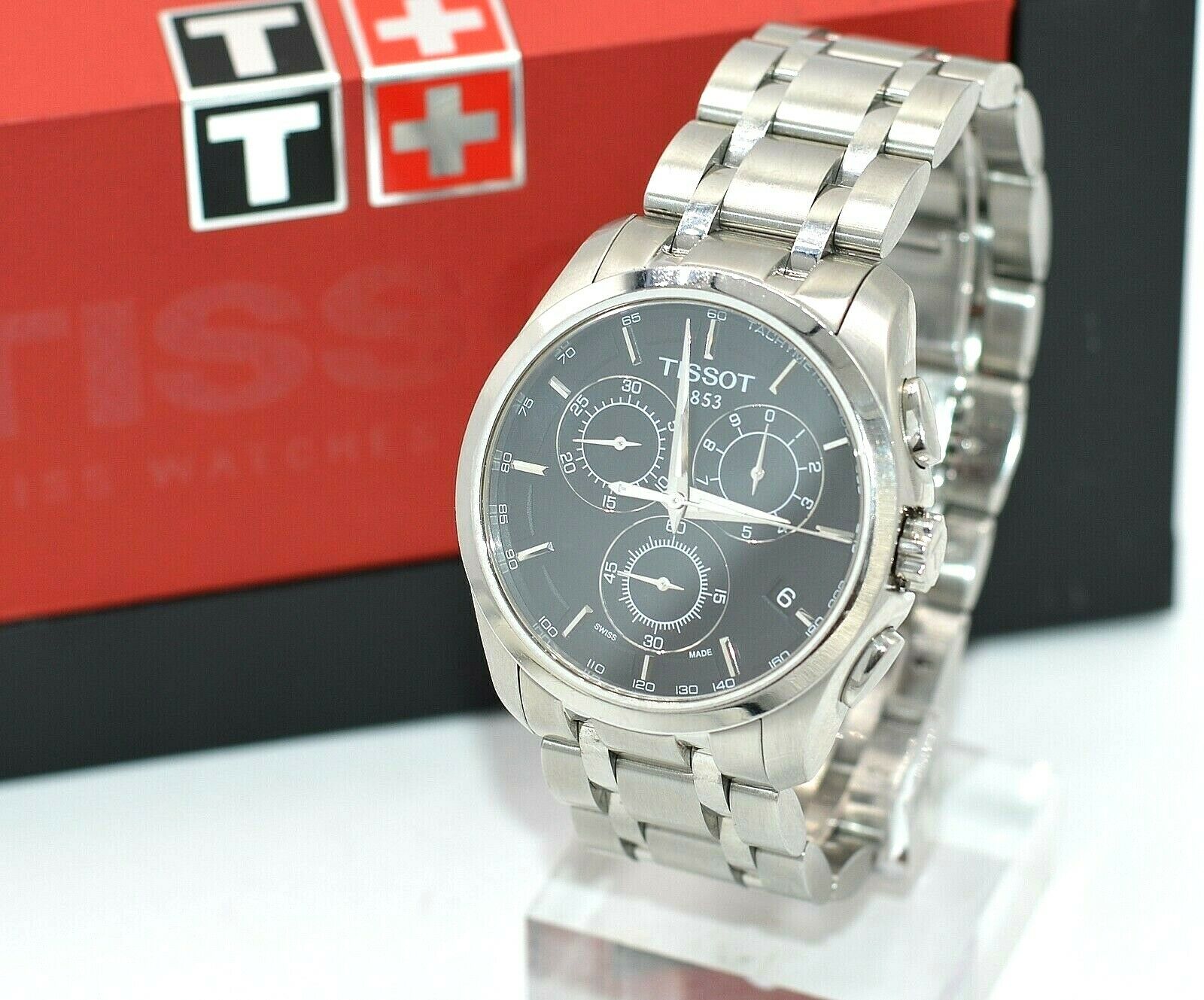 Tissot T Classic Couturier Chronograph White Dial Silver Steel Strap Watch For Men - T101.617.11.031.00