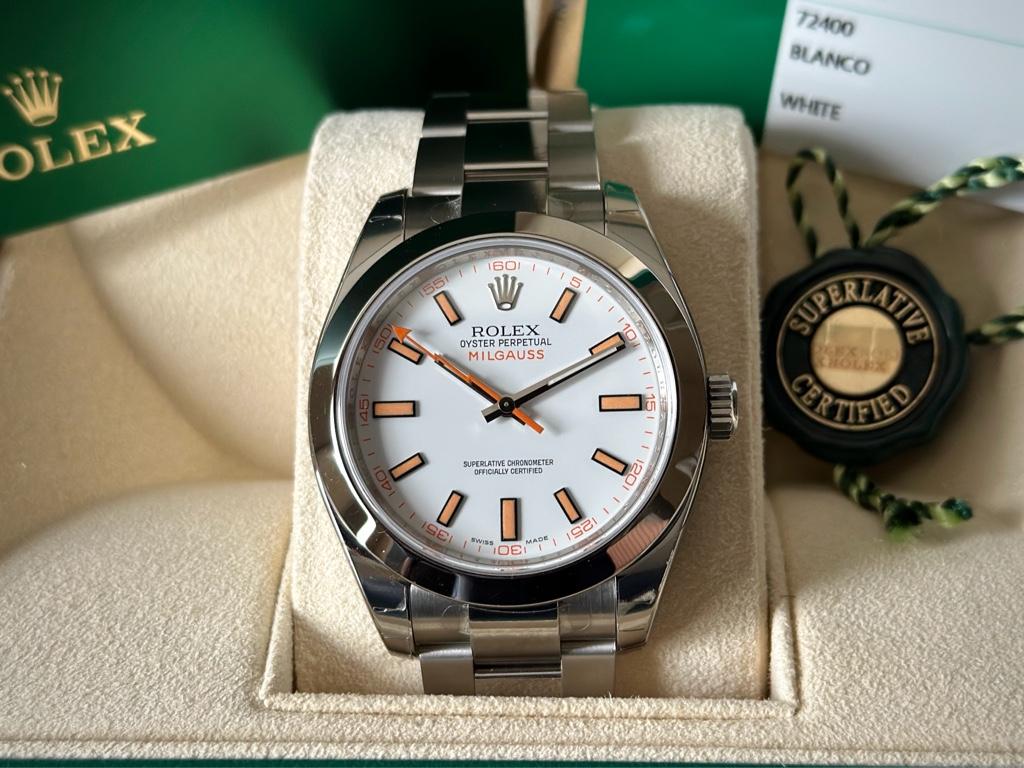 NOS Rolex Milgauss 116400 White Dial Set WatchCharts Marketplace