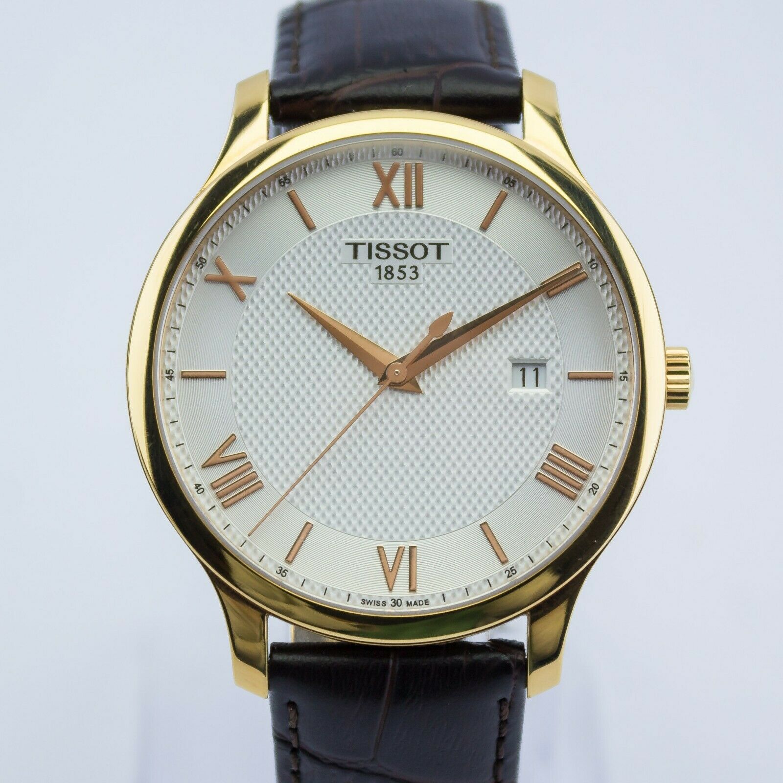 Tissot 1853 Gold Plated Watch With Leather Strap TO63610A 41mm