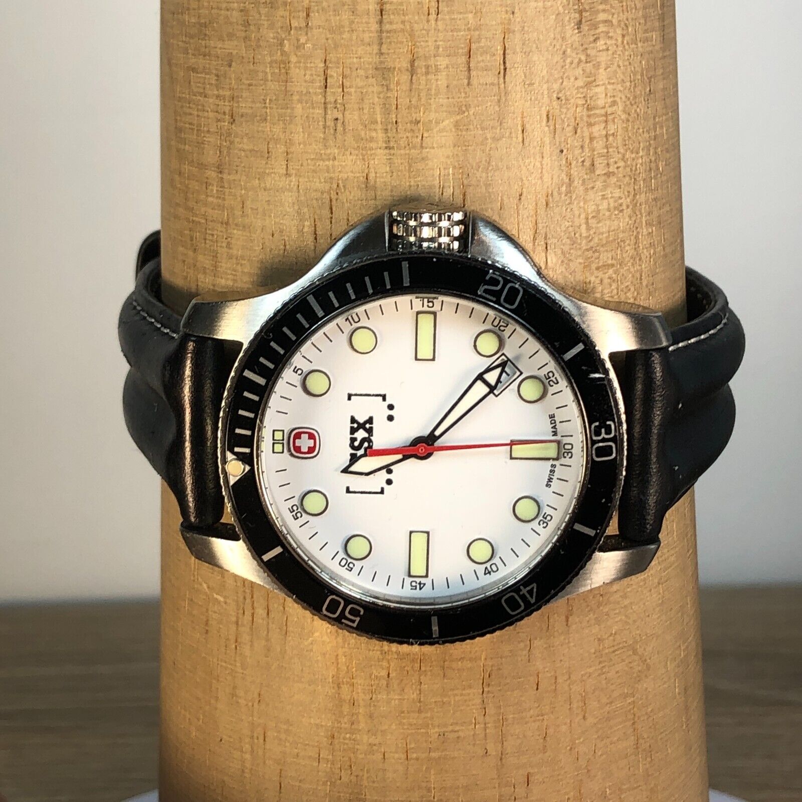 Vintage Wenger CSX Transportation Mens 7232X Black Leather Date