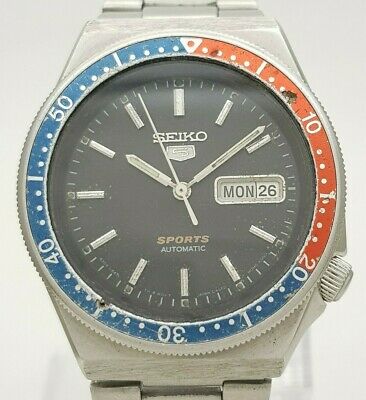 Vintage Seiko 5 Sports Pepsi 6309 836A Diver s Japan Automatic