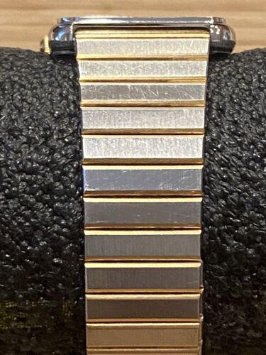 Seiko “Tank” Japan Quartz 6430-5190 Silver Gold Tone White Ultra