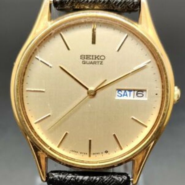 SEIKO 5Y23-8039 GOLD TONE QUARTZ WATCH DAY/DATE Water Resistant New ...
