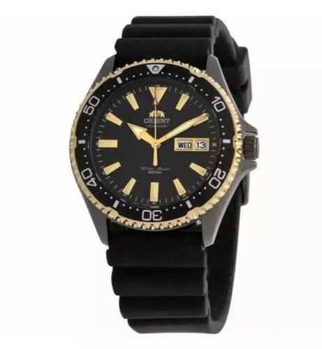 ORIENT MAKO 3 AUTOMATIC BLACK DIAL GOLD BEZEL MEN S WATCH RA