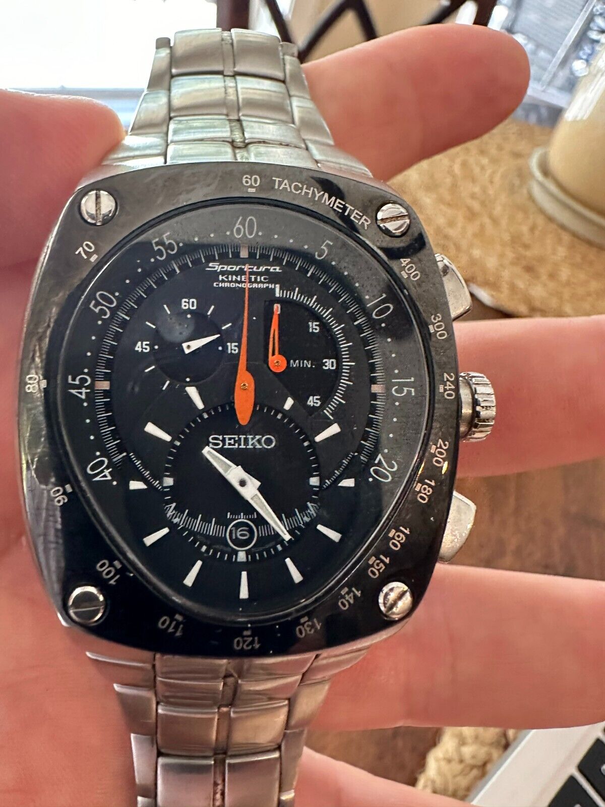 Seiko Sportura Kinetic Chronograph 7L22-0AD0 Stainless Steel 