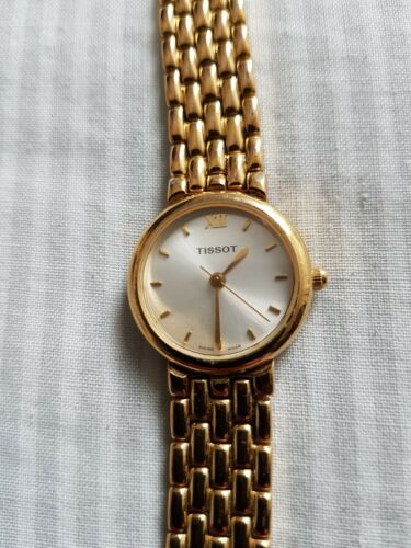 Tissot 329.S825 Gold Plated Round Quartz Ladies Dress Watch with