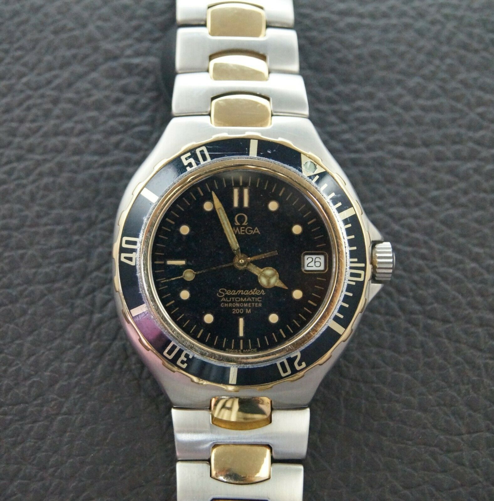VINTAGE OMEGA SEAMASTER DIVER 200m CHRONOMETER 18K GOLD BEZEL-STEEL REF ...