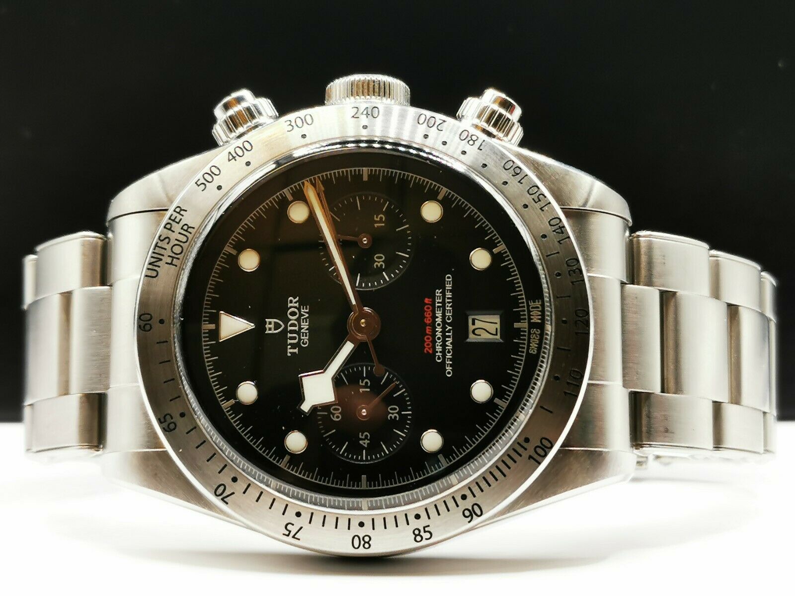 Tudor DAYTONA Heritage Black Bay CRONOGRAFO OROLOGIO POLSO ACCIAIO Box