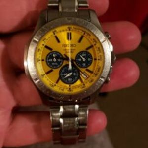 Seiko Chronograph 100m Watch 6T63 00G0 Yellow Dial Used | WatchCharts