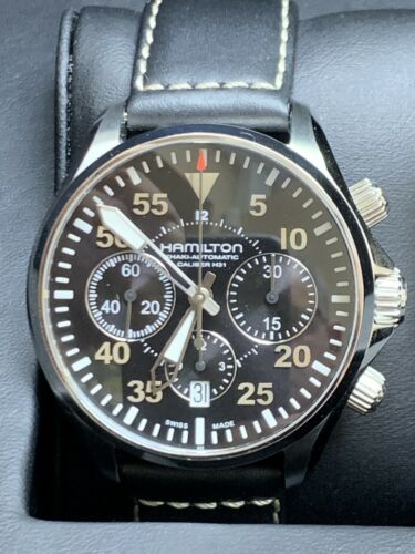 HAMILTON KHAKI AVIATION PILOT AUTOMATIC CHRONOGRAPH BLACK WATCH - H646660  Box++ | WatchCharts Marketplace