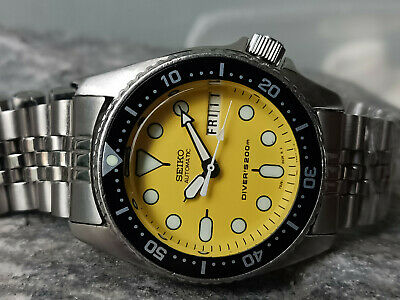 STUNNING YELLOW MOD SEIKO DIVER 7S26-0030 SKX013 AUTOMATIC MEN'S