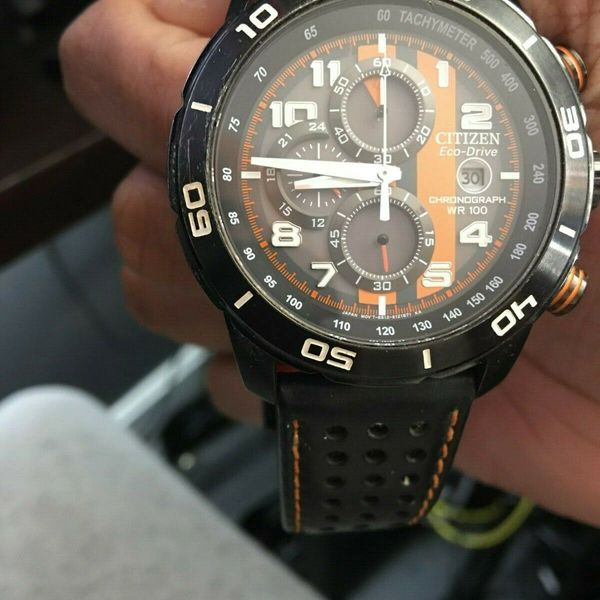 CITIZEN EcoDrive B612S084059 Chronograph WR100 Black/Orange Mens