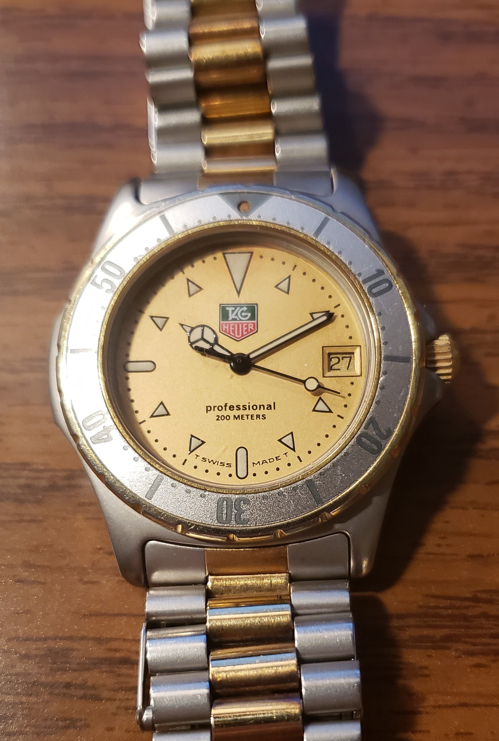 Men's TAG Heuer 38mm 2000 Solid 18K Yellow Gold Watch with Silver