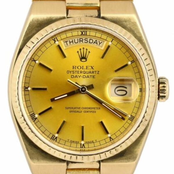 1984 Rolex OysterQuartz President Day Date 36mm 18K Gold Dial Yellow ...