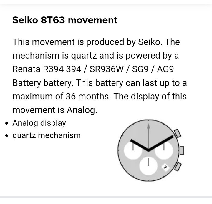 Seiko best sale 8t63 movement