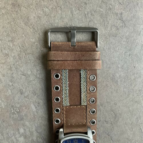 Fossil Mens Watch JR9873 Silver Tone Case W/Blue Dial