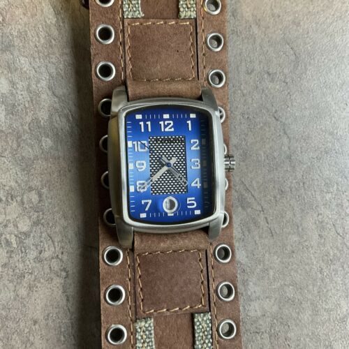 Fossil Mens Watch JR9873 Silver Tone Case W/Blue Dial