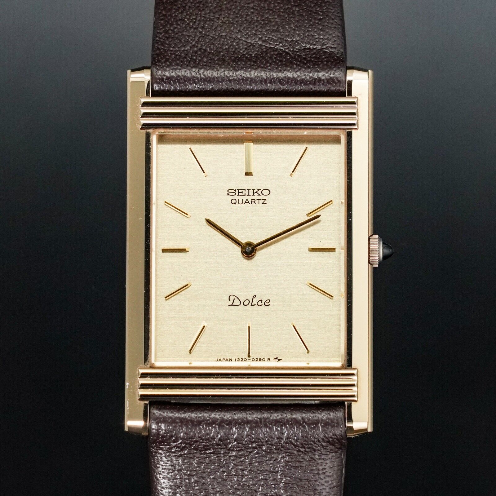 Vintage 1984 [BOXED MINT] SEIKO Dolce 1220-5120 New Band Tank Thin