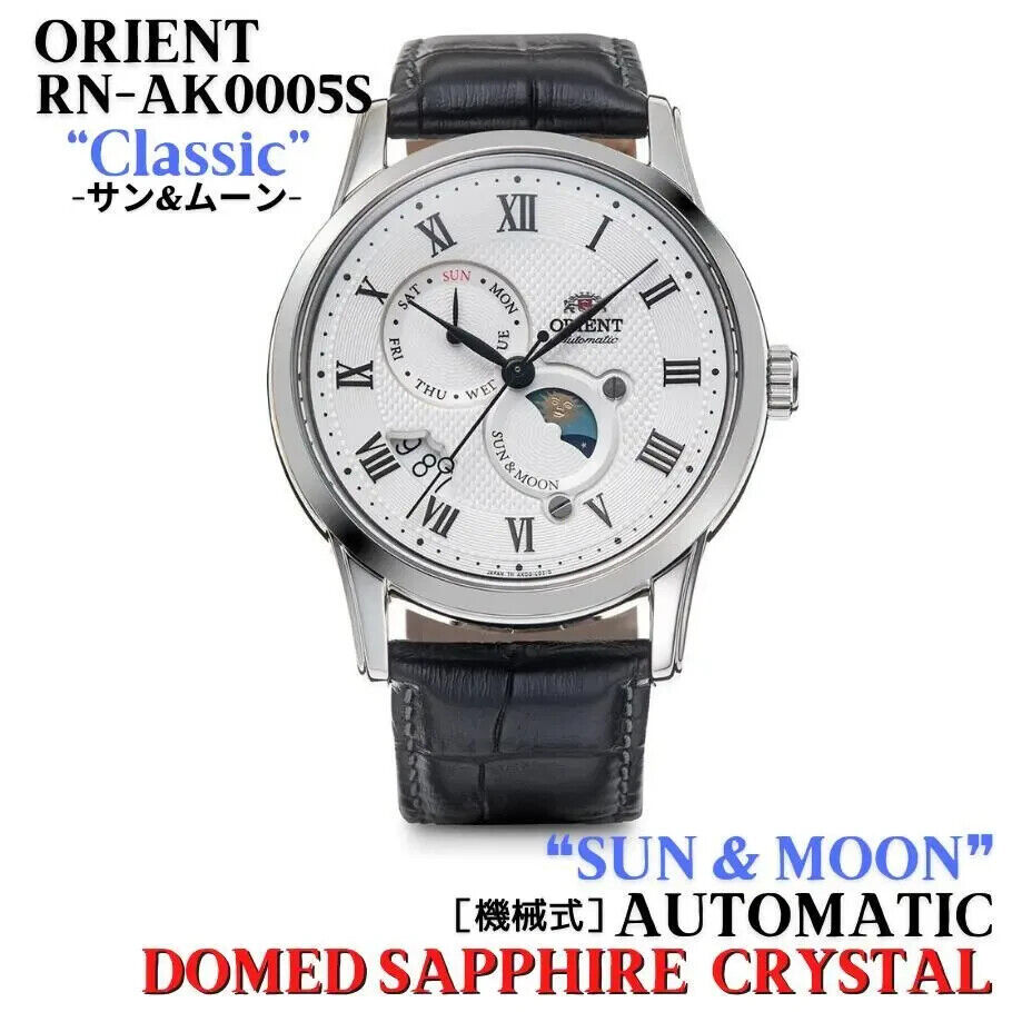 ORIENT RN-AK0005S SUN & MOON Mechanical Automatic Watch White Dial