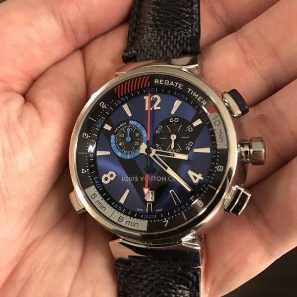 Authenticated Used Louis Vuitton LOUIS VUITTON Tambour Regatta Navy Men's  Quartz Battery Wristwatch Q102DZ 