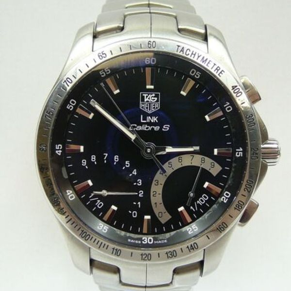 TAG HEUER LINK SERIES CALIBRE S STAINLESS STEEL WATCH BLACK DIAL LOVELY