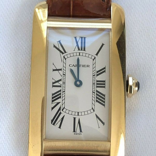 Cartier Tank Americaine 1720 Unisex Quartz Midsize Watch 18k Yellow Gold 23mm Watchcharts 