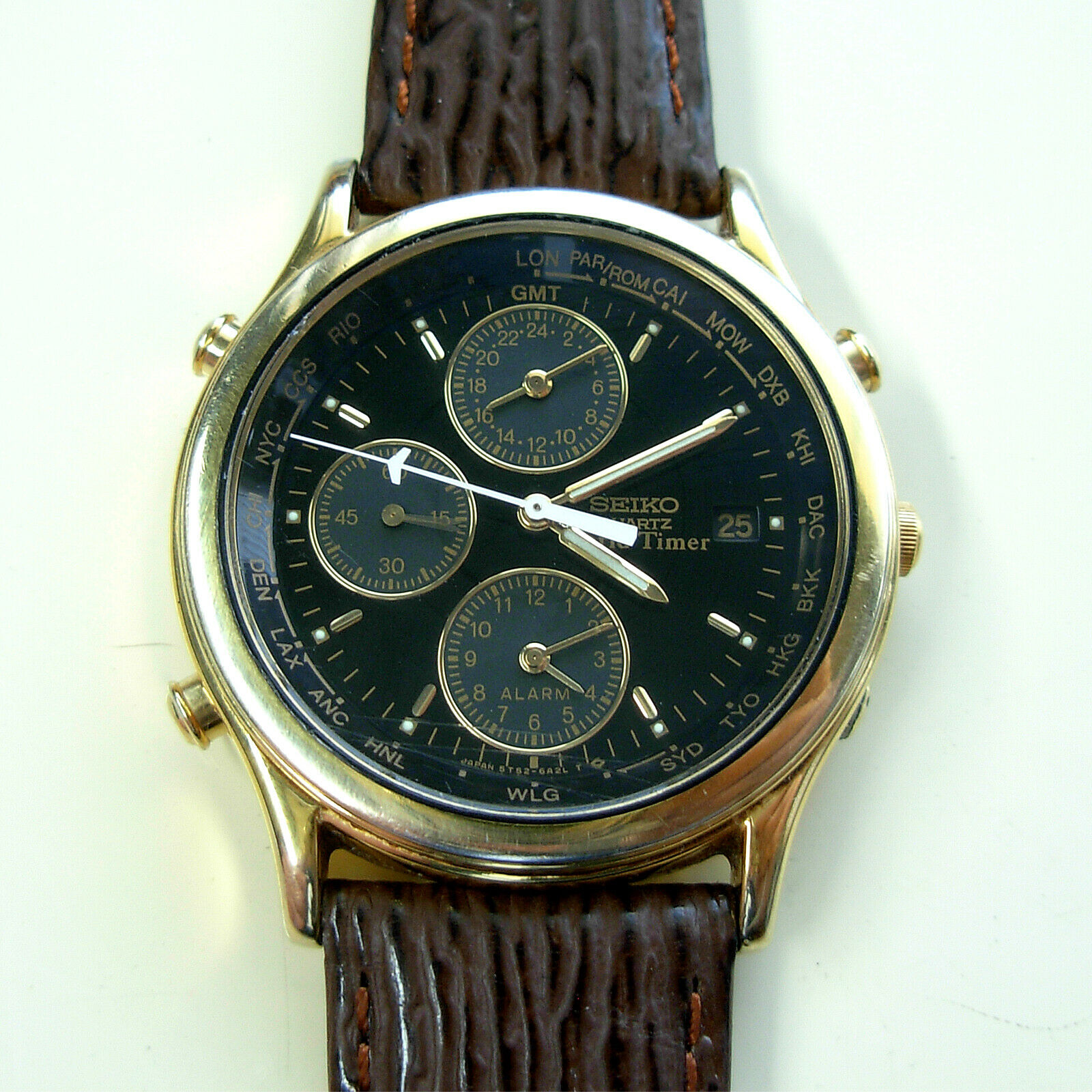 Vintage 1990 Seiko World Timer GMT Alarm Men's Quartz Watch - 5T52-6A39 |  WatchCharts