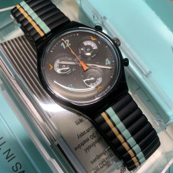 1998 VINTAGE SWATCH CHRONO SCB120 CD PLAYER New Chronograph RARE