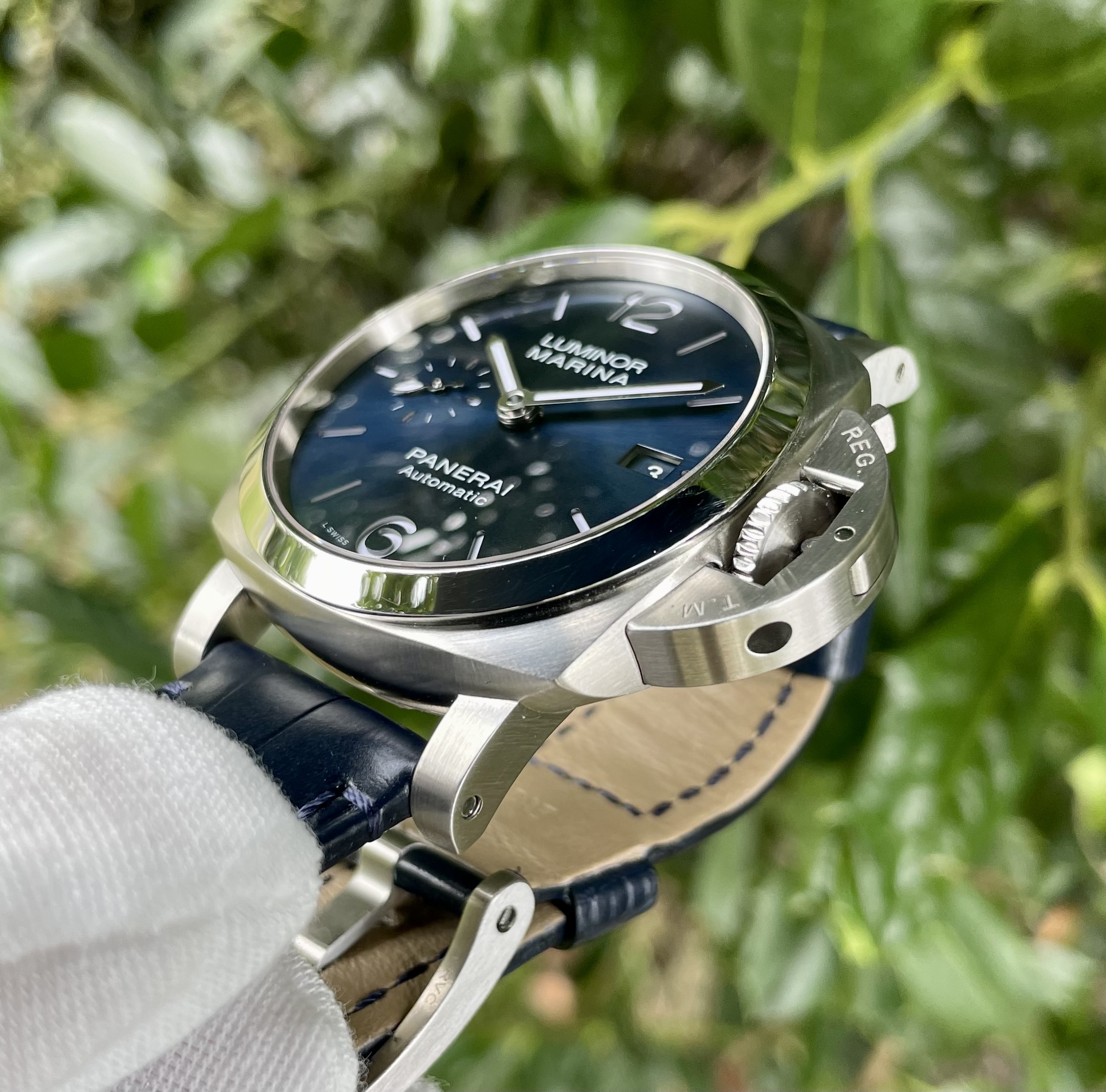 WTS Panerai PAM1393 Luminor Marina 42mm Blue Sunburst w Pamguard