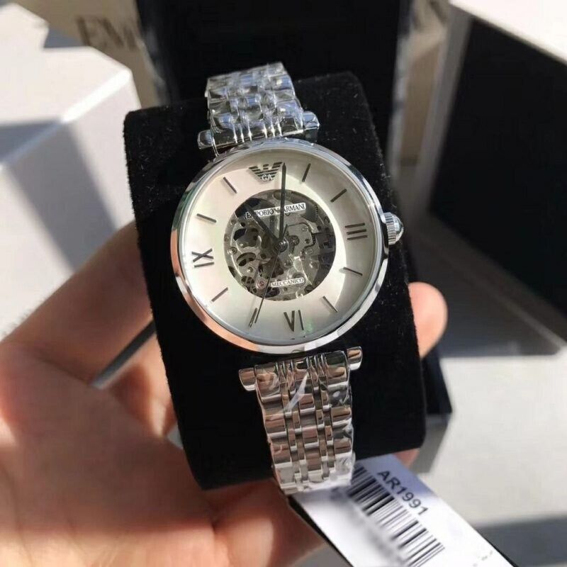 Emporio Armani Watch AR1991 Emporio Armani Meccanico Mother of Pearl Dial Silver Steel  main image 2