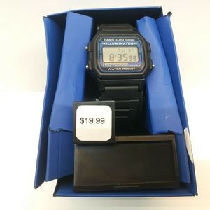 Casio Men S Watch Illuminator Alarm Chrono Digital Black Resin F105w 1a 1os Watchcharts