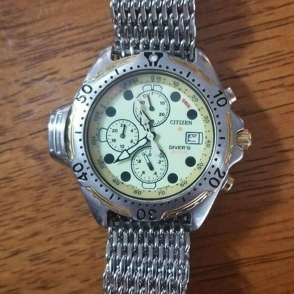 Citizen Promaster Stainless Dive Watch Depth Gauge 3745 E70022 Shark Mesh Band Watchcharts