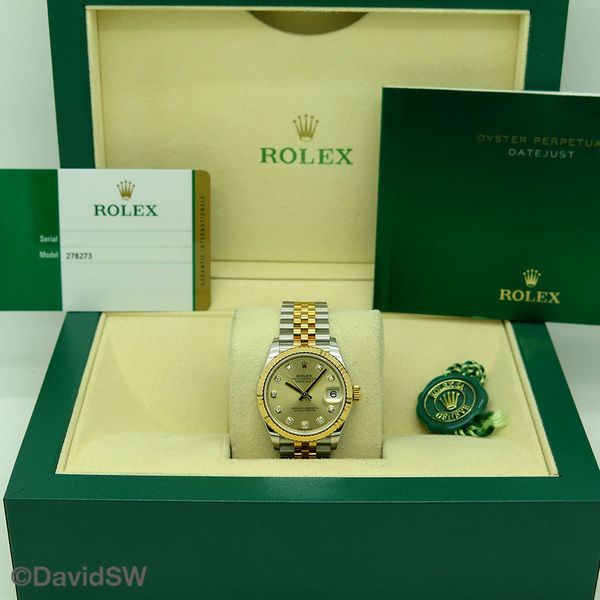 FS: Rolex NEW FULL STICKERS Datejust 31mm Yellow Gold Diamond Dial