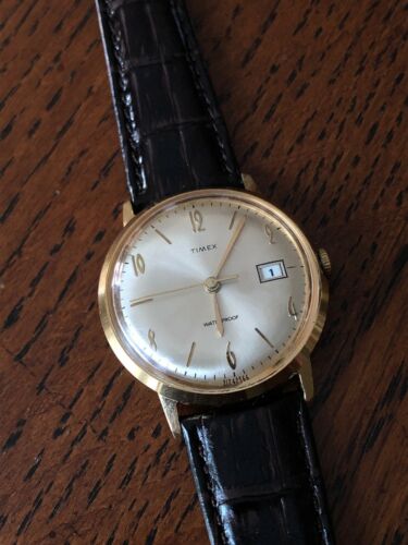 1966 Vintage Timex Marlin Mens Watch W Date 2124 2566 Made In GB