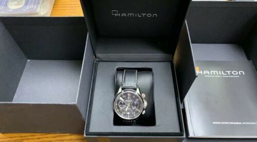 HAMILTON KHAKI AVIATION PILOT AUTOMATIC CHRONOGRAPH BLACK WATCH